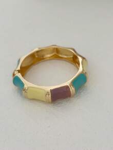 1pc Alloy Bohemian Minimalist Enamel-Look Colorful Bangle Bracelet, Suitable For Women's Daily Commute, Gathering With Friends, Romantic Festivals, Street Photography, Fashion Shows (The Texture And Color Of The Bracelet May Differ From The Actual Product) - Multicolor - View 14