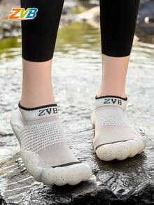 ZVB 情侣水鞋，适合赤脚爱好者，软底女士沙滩鞋，可用于游泳、潜水、户外速干夏季凉鞋、钓鱼水鞋，防滑透气涉水鞋 - 白色 - 查看 3