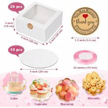 26pcs 8x8x4 Ihes Cake Bes  Bakery Bes  Bread Bes With Windows For Pastries Cupca Cookies Pie Muffins And Donuts - trắng - Xem 2