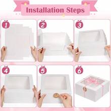 26pcs 8x8x4 Ihes Cake Bes  Bakery Bes  Bread Bes With Windows For Pastries Cupca Cookies Pie Muffins And Donuts - trắng - Xem 3