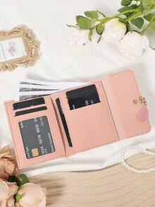 Fashionable Small Wallet Coin Pocket Women's Fashionable Multi Card Slot Wallet And Id Window Women's Wallet For Women Wallet Mini Wallet Purse Wallet Cute Wallet Travel Essential Badge Holder Id Card Holder Id Holder - Pink - View 8