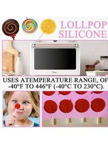 1pc/2pcs 8-Cavity Round Galaxy Lollipop Silicone Mold DIY Candy, Biscuit, Chocolate Lollipop And Cake Decoration Mold, DIY Candy, Suitable For Christmas Parties And Children's Birthdays And Other Activities - Pink - View 3