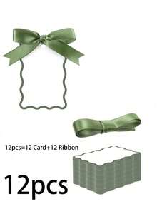 24张扇贝形姓名卡，配丝带，婚礼桌卡及丝带套装，优雅派对餐桌布置，生日订婚晚宴餐桌装饰，DIY婚礼座位卡及丝带餐桌布置 - 彩色 - 查看 14