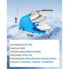 Trituradora de hielo comercial de 286 lb/h, máquina eléctrica para hacer conos de nieve, hielo raspado, color azul - Azul - Ver 7