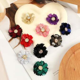 30pcs/Set New Multilayer Lotus Rhinestone Accessories, DIY Hair Accessories, Clothing, Shoes And Hats Decorations