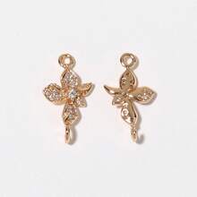 5pcs/Set Delicate Floral Rose Zirconia Pendant, Suitable For DIY Jewelry Making, Necklace, Bracelet, Earring, Bag Chain, Keychain, Zipper Decor - Multicolor - View 4