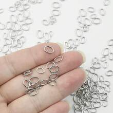 200pcs Stainless Steel Oval Split Rings, Suitable For DIY Jewelry Making, Necklace & Bracelet Crafting