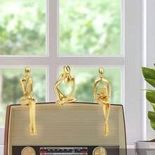 Gold Home Decor Thinker Statue Accents, Set Of 3 Thinker Sculptures Office Decor Modern Abstract Resin Decoration On Shelf Table Desk For Living Room Office Bedroom (Small Gold) - Vàng nhỏ - Xem 8