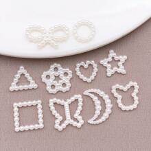 100pcs/Pack ABS Pearl-Effect Hollow-Out Heart & Butterfly DIY Charms. Hot-Selling Mini 3D Embellishments And Filigree Pearl Accessories. - White - View 6