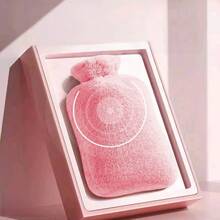 1个1000毫升/2000毫升PVC热水袋，可重复灌装，用于暖手和热疗，防爆，带可爱毛绒套 - 彩色 - 查看 2