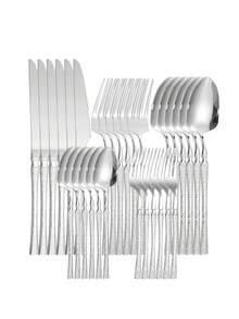 5pcs/20pcs/30pcs Stainless Steel Cutlery Set, Knife Fork Spoon Suitable For Kitchen, Restaurant, Wedding, Party, Holiday Gift