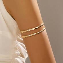 Damen minimalistische Metallarmband, elegant und luxuriös, geeignet für Freundschaft, Feste, Partys, Dates und den täglichen Gebrauch - Goldgelb - Übersicht 10