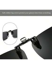 Tendenciaanteojos de sol polarizadas con clip sobre anteojos graduadas, protección UV, antideslumbrantes, con clip, unisex, para solCalidad premium - Lentes de espejo naranja / visión gris - Ver 4