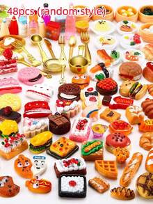 48 piezas de comida y bebida realistas en miniatura de resina - Juego de cocina en miniatura para adultos - Multicolor - Ver 13