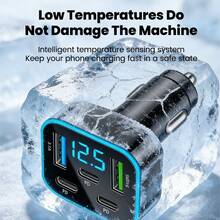 Black Matching Style Second Phase Cell Phones Car Charger 2U+3C 5-Port Digital Display Car Charger Valentine's Day Gift - one-size - View 10