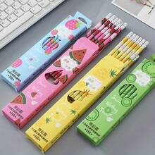 12 Creative Boxed Fruit Pencils, Cute Learning Stationery Gifts And Prizes, Drawing Brushes, Cartoon Practice Pens - màu xanh da trời - Xem 2