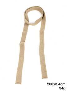 1 pieza Bufanda cuello calentador con lazo de cinta de piel de conejo sintética para mujer, accesorio de cuello de invierno de doble capa - Caqui - Ver 2