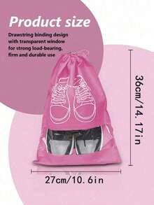 1pc Drawstring Shoe Bag, Non-Woven Fabric Travel Pouch, Waterproof Pocket, Clothes Organizer Hanging Bag, Travel Luggage, Holiday Suitcase, Shoe Storage, Drawstring Shoe Bag, Shoe Organizer, Travel Essential, Beach, Summer Vacation, Back To School, Backpack, Shoe Bag, Drawstring Shoe Cover, Dust-Proof, Unisex, Storage Bag, Cruise Travel Essential, Holiday Essential - Pink - View 5