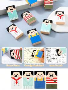 1/4pcs Cute Bald Uncle Erasers, Loose Bald Erasers For Office Desk, Pet Fun Erasers, Back To School Gifts, School Classroom Rewards - Multicolor - View 4