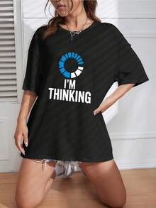 100% Cotton I'm Thinking Funny Positive Thinking O-1 - Black 2 - View 3