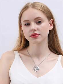 1pc 18K Gold Plated Customizable Name Heart Necklace, Personalized Necklace, Heart Necklace, Personalized Gift - Multicolor - View 6