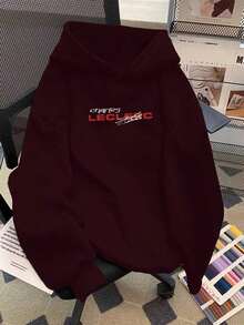Hoodies For WomenWomen'S Navy Blue Hoodie With "16" Racing Car Graphic - "Charles Leclerc" Signature, Red & White Design, Casual Long Sleeve Pullover For Casual Attire, Casual Wear Hoodie |      Casual Hoodie |     Comfortable Fit HoodieAthleisure Graphic Hoodie For WomenLoose And Comfortableed Hardy Clothes - Black - View 6