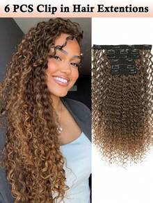 26 Inch Clip-In Hair Extensions, 6pcs Set, Curly Synthetic Hair Extensions, Long Soft Wearable For Women Daily Use - Multicolor - View 11