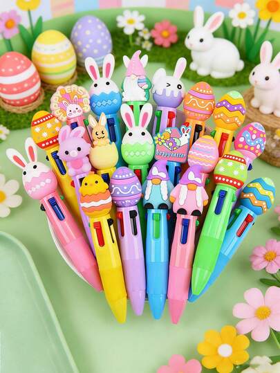 20pcs Easter Party Favor Pens, Multicolor 4-In-1 0.5mm Ballpoint Pens, Suitable For Office Workers, Sports Enthusiasts, Back To School Gifts, Gift Bag Fillers, Easter Party Favors, Birthday Gifts