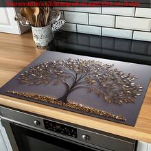 1pc Flat Stove Protector Mat, Rubber Non-Slip Heat-Resistant Kitchen Utensil Protector Mat, Suitable For Induction Cooker, Glass Stove, Multi-Functional Anti-Scratch Mat, Also Can Be Used As Oven, Washing Machine, Dryer, Kitchen Protector Mat. - Multicolor - View 13
