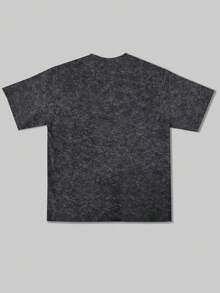 Camiseta Masculina FRACTYR de Verão, Estilo Minimalista de Cor Sólida, Gola Careca, Lavagem Vintage de Manga Curta | Estilo Básico Casual de Rua, Presente para Namorado - Preto - Visão 5