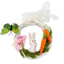 Easter Bunny Wreath Decorative Cute Carrot Rabbit Easter Wreaths For Front Door Wall Window And More - White - View 6