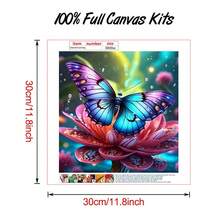 1 Butterfly Pattern Diamond Art Painting Kit, DIY 5D Acrylic Full Circle Diamond, Holiday Party Decoration, Mural Decoration For Bedroom, Office, Living Room Walls, Frameless, Multiple Sizes - Multicolor - View 7
