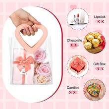 1/3/10pcs Pink Heart-Shaped Handle Gift Bags, Reusable Transparent Plastic Gift Packaging Bags, Suitable For Weddings, Parties, Anniversaries, Valentine's Day, Mother's Day, Handmade Gift Boxes, Candy & Chocolate Decoration Bags - Multicolor - View 6
