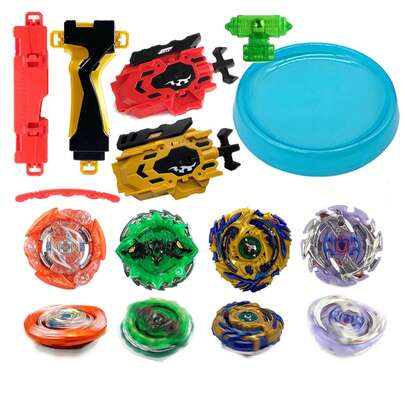 6 件爆裂战斗陀螺玩具套装：陀螺、带彩色盘子的发射器和握柄、金属融合游戏陀螺礼物