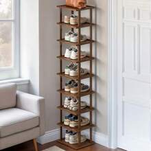 LOVEWE 9-Tier Teak Bamboo Shoe Rack 25cm - Narrow Vertical Storage For Entryway - Màu gỗ - Xem 7