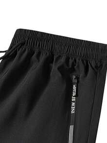 Pantalon de sport d'été pour hommes, pantalon de travail décontracté slim pour la course, la gym, l'exercice au printemps - Noir - Voir 4