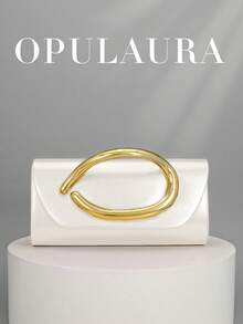 1 chiếc túi xách cầm tay kiểu cổ điển OpulAura màu trơn, ví nhỏ đa năng, túi xách da PU thời trang phù hợp cho đám cưới, tiệc tùng, dạ hội, bữa tối và các dịp khác. - trắng - Xem 9