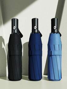 1pc 8-Rib Automatic Reverse Folding Umbrella, Windproof & UV Protection, Convenient To Carry, Suitable For Single Use (Random Combination Of Umbrella Fabric, Rib Color And English Letter Pattern). An Ideal Choice For School, Office, Home, Travel And Back To School Season.