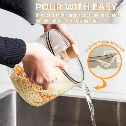 2.3L Borosilicate Glass Casserole Pot With Lid, Suitable For Low-Heat Cooking, Perfect For Making Pasta Sauce, Soup, Milk, Melting Chocolate