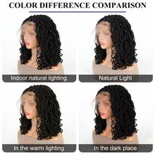 14 Inches Bohemian Braided Wig Full Lace Handmade Short Dreadlock Braided Locs Wig Flame Retardant Synthetic Hair, Bohemian Double Full Lace Handmade Braided Wig For Women, Christmas, Daily Use - Black - View 9