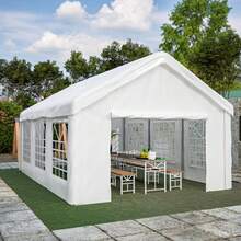 Carport/Shed 4x6m – With Separate Sectional Doors At The Front And Rear For Bilateral Access, Reinforced And Watertight Construction – Removable Roof And Side Walls - White - View 3