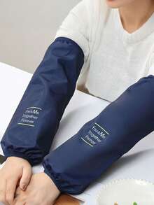 1 Pair Extra Long Letter Print Waterproof Sleeve Covers, Oil/Stain/Dirt Resistant, Kitchen/Housework Use, Unisex Autumn/Winter - Black - View 10