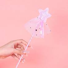 1pc/4pcs Shiny Star Wand, 11 Inch Princess Angel Fairy Star Shaped Magic Wand, Girls Angel Fairy Costume Accessory, Star Wand Angel Fairy Outfit Props, Birthday Halloween Christmas Party Princess Party Gift, Angel Stick With Ribbon Costume Props, Birthday Wedding Cosplay - Multicolor - View 15