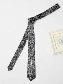1pc Men's Fashion Spider Web Pattern Necktie, Suitable For Party, Holiday, Gift Matching - Black - View 3