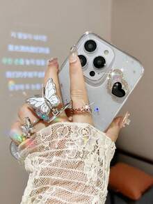 Resin DIY + Butterfly Stand Series Fashionable Phone Case - White - View 2