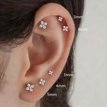 Mini Clover Flower Stud Earrings For Women - Dainty Zirconia Sweet Fresh Jewelry, Tiny Floral Ear Studs For Daily Wear, Dating & Gift Giving - Gold - View 8
