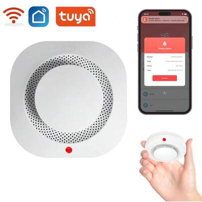Tuya Wifi Independent Smoke Detector Sensor For Home Warehouse  Smart Smoke Fire Alarm Via Smart Life App Control