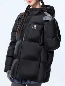 CAMEL CROWN Women's Thickened Down Jacket, Suitable For Autumn/Winter, Warm, Hooded, Down Filled, Waterproof, Insulated - Phantom Black - View 3