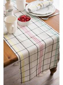 100% algodón, Lavable a máquina, Mantel Individual a Rayas francesas para cenas - Cuadros de colores populares - Ver 6
