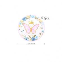 Butterfly Crown Disposable Tableware Set, Including 7/9 Inch Paper Plates, Paper Cups, Paper Napkins, Suitable For Birthday Parties, Festivals, Gatherings, Picnics, Celebration Events, Wedding Tea Parties, Graduation Ceremonies - Multicolor - View 10